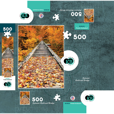 Nature Photography: Autumn Railroad Bridge 500 Jigsaw Puzzle box 3D Modell