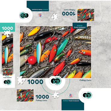 Colorful Fishing Lures 1000 Jigsaw Puzzle box 3D Modell
