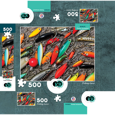 Colorful Fishing Lures 500 Jigsaw Puzzle box 3D Modell