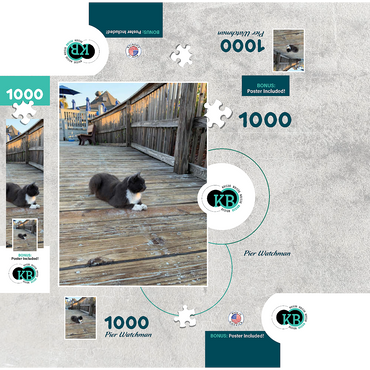 Cat on Deck: Pier Watchman 1000 Jigsaw Puzzle box 3D Modell