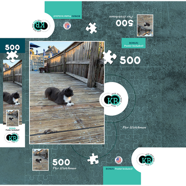 Cat on Deck: Pier Watchman 500 Jigsaw Puzzle box 3D Modell