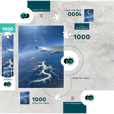 Airplane Soaring Over Waterways 1000 Jigsaw Puzzle box 3D Modell