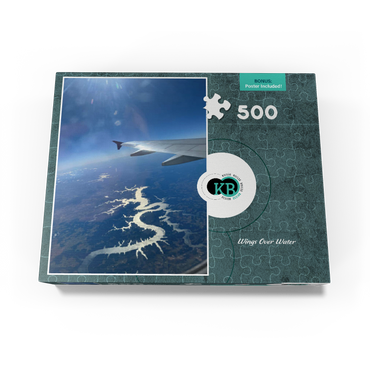 Airplane Soaring Over Waterways 500 Jigsaw Puzzle box view3