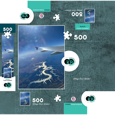 Airplane Soaring Over Waterways 500 Jigsaw Puzzle box 3D Modell