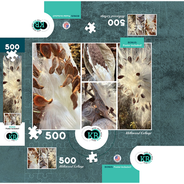 Nature Photography: Milkweed Seed Pod Collage 500 Jigsaw Puzzle box 3D Modell