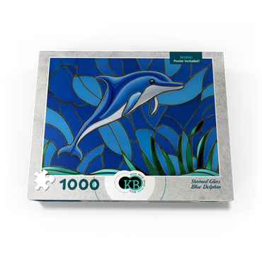 Stained Glass: Blue Dolphin 1000 Jigsaw Puzzle box view3
