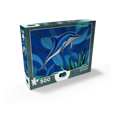 Stained Glass: Blue Dolphin 500 Jigsaw Puzzle box view2