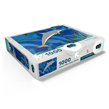 Stained Glass: Gray Dolphin 1000 Jigsaw Puzzle box view1