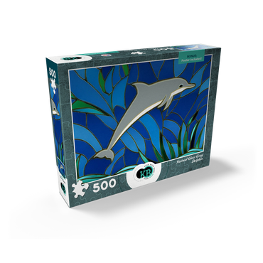 Stained Glass: Gray Dolphin 500 Jigsaw Puzzle box view2