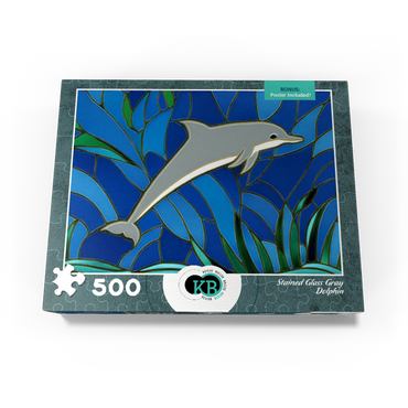 Stained Glass: Gray Dolphin 500 Jigsaw Puzzle box view3