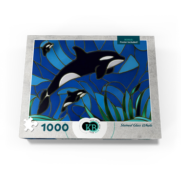 Stained Glass: Orca, Killer Whale with Calves 1000 Jigsaw Puzzle box view3