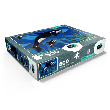 Stained Glass: Orca, Killer Whale with Calves 500 Jigsaw Puzzle box view1