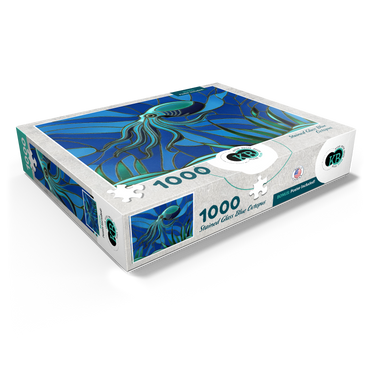 Stained Glass: Teal Blue Octopus 1000 Jigsaw Puzzle box view1