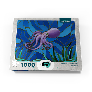 Stained Glass: Purple Octopus 1000 Jigsaw Puzzle box view3