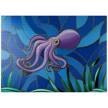 puzzleplate Stained Glass: Purple Octopus 1000 Jigsaw Puzzle