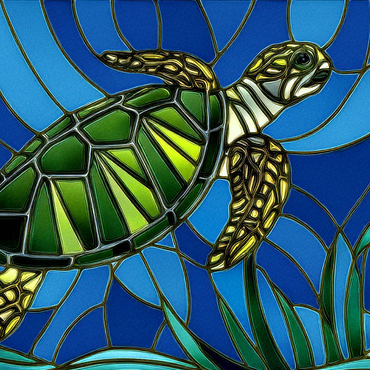 Stained Glass: Vibrant Sea Turtle 1000 Jigsaw Puzzle 3D Modell