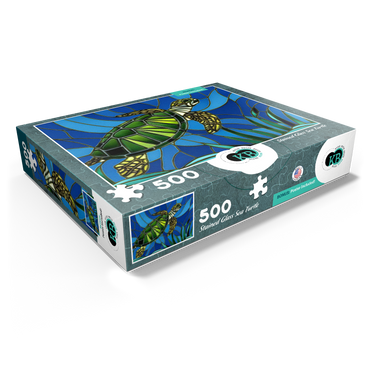 Stained Glass: Vibrant Sea Turtle 500 Jigsaw Puzzle box view1