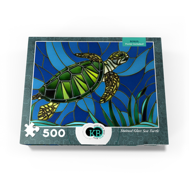 Stained Glass: Vibrant Sea Turtle 500 Jigsaw Puzzle box view3