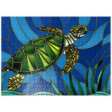 puzzleplate Stained Glass: Vibrant Sea Turtle 500 Jigsaw Puzzle