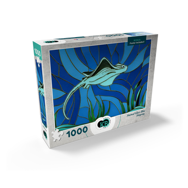 Stained Glass: Blue Sting Ray 1000 Jigsaw Puzzle box view2