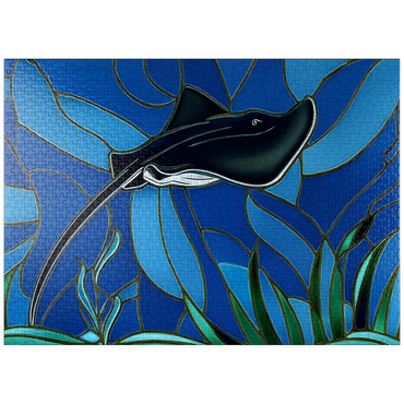 puzzleplate Stained Glass: Black Sting Ray 1000 Jigsaw Puzzle