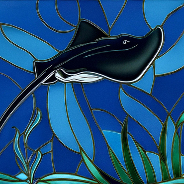 Stained Glass: Black Sting Ray 500 Jigsaw Puzzle 3D Modell