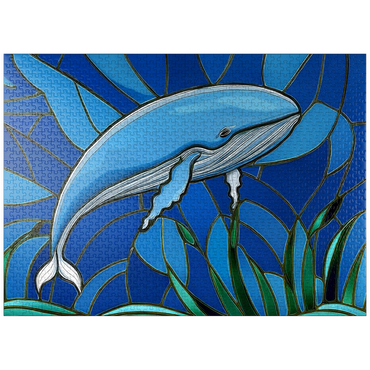 puzzleplate Stained Glass: Blue Whale 1000 Jigsaw Puzzle