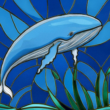 Stained Glass: Blue Whale 500 Jigsaw Puzzle 3D Modell