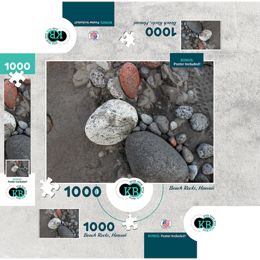 Hawaii, The Big Island: Black Sand Beach, Rocks 1000 Jigsaw Puzzle box 3D Modell