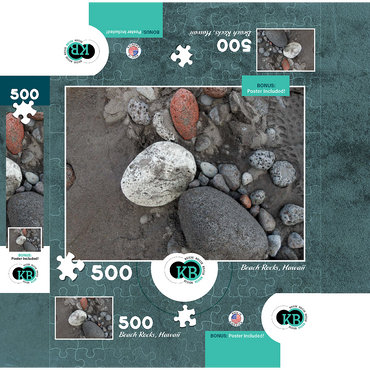Hawaii, The Big Island: Black Sand Beach, Rocks 500 Jigsaw Puzzle box 3D Modell