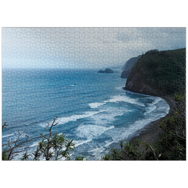 puzzleplate Hawaii, The Big Island: Black Sand Beach Waves 1000 Jigsaw Puzzle
