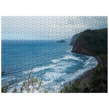 puzzleplate Hawaii, The Big Island: Black Sand Beach Waves 500 Jigsaw Puzzle