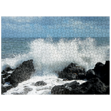 puzzleplate Hawaii, The Big Island: Waves Crashing Over Rocks 500 Jigsaw Puzzle
