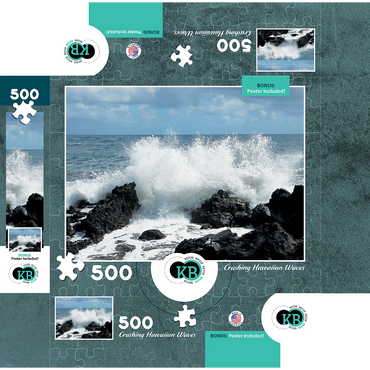 Hawaii, The Big Island: Waves Crashing Over Rocks 500 Jigsaw Puzzle box 3D Modell