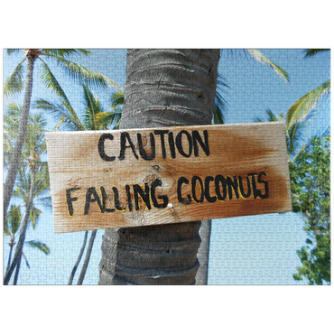 puzzleplate Hawaii, The Big Island: Beach Signage, Falling Coconuts 1000 Jigsaw Puzzle