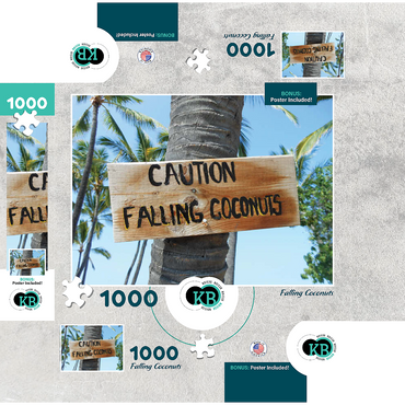 Hawaii, The Big Island: Beach Signage, Falling Coconuts 1000 Jigsaw Puzzle box 3D Modell