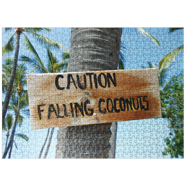puzzleplate Hawaii, The Big Island: Beach Signage, Falling Coconuts 500 Jigsaw Puzzle