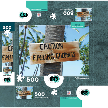 Hawaii, The Big Island: Beach Signage, Falling Coconuts 500 Jigsaw Puzzle box 3D Modell