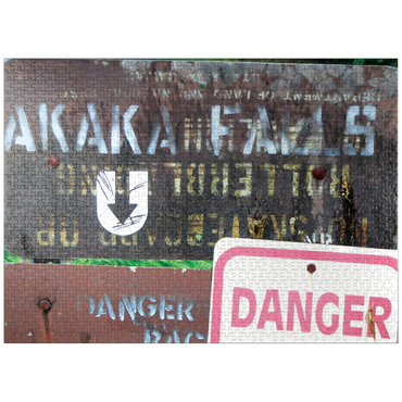 puzzleplate Hawaii, The Big Island: Waterfall Trail Signage 1000 Jigsaw Puzzle