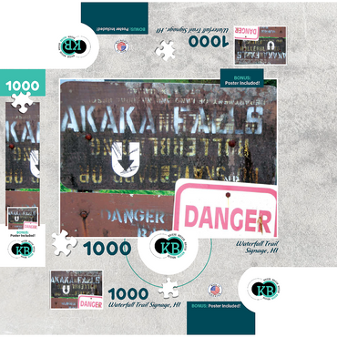 Hawaii, The Big Island: Waterfall Trail Signage 1000 Jigsaw Puzzle box 3D Modell