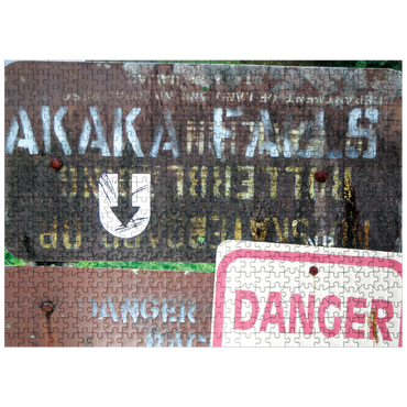 puzzleplate Hawaii, The Big Island: Waterfall Trail Signage 500 Jigsaw Puzzle