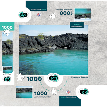 Hawaii, The Big Island: Lava Rocks Shoreline, no.1 1000 Jigsaw Puzzle box 3D Modell