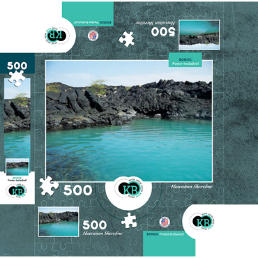 Hawaii, The Big Island: Lava Rocks Shoreline, no.1 500 Jigsaw Puzzle box 3D Modell