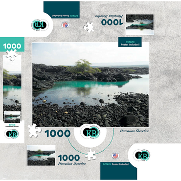 Hawaii, The Big Island: Lava Rocks Shoreline, no.2 1000 Jigsaw Puzzle box 3D Modell
