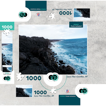 Hawaii, The Big Island: Lava Flow Coastline 1000 Jigsaw Puzzle box 3D Modell