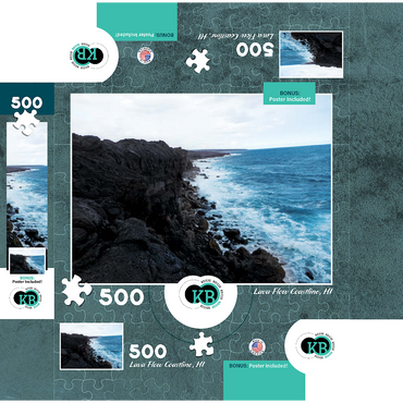 Hawaii, The Big Island: Lava Flow Coastline 500 Jigsaw Puzzle box 3D Modell