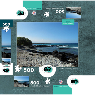 Hawaii, The Big Island: Rocky Pacific Shoreline 500 Jigsaw Puzzle box 3D Modell