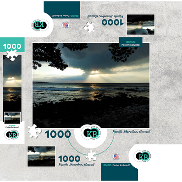 Hawaii, The Big Island: Pacific Shoreline Sunset 1000 Jigsaw Puzzle box 3D Modell
