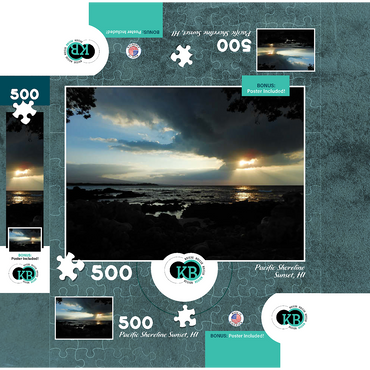 Hawaii, The Big Island: Sunset on the Pacific Shoreline 500 Jigsaw Puzzle box 3D Modell
