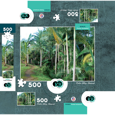 Hawaii, The Big Island: Palm Alley 500 Jigsaw Puzzle box 3D Modell